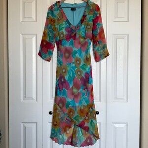 My Michelle Y2K Pastel Floral Ruffle Maxi Dress Sz 9/10